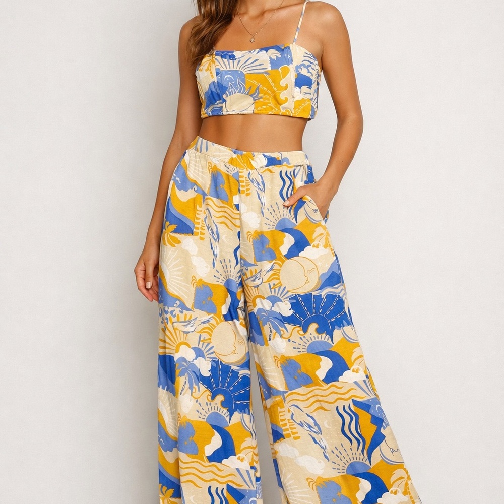 Midnight sky Two Piece Tropical Print Set – Size L